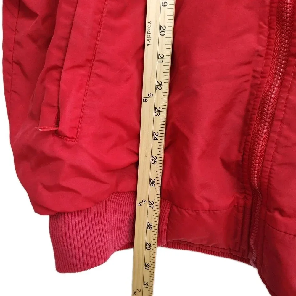 Vintage Cabela's men's full-zip lined coat, size Large Tall, red w/ black lining